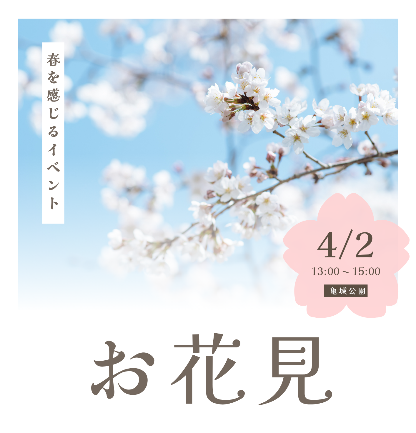 明日のイベント変更のお知らせ📢✨雨天のため4/2にお花見となります🌸