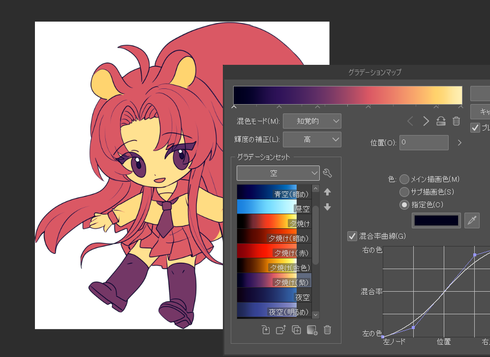 Clipstudio「グラデーションマップ」の使い方